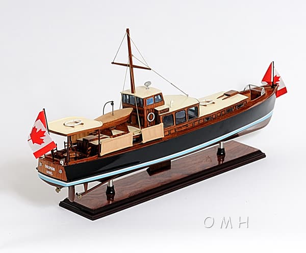 Wooden Model Boat Dolphin Paindted